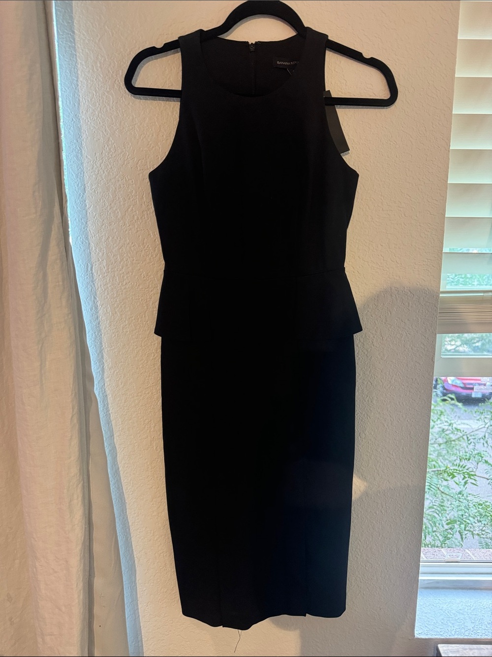 Banana Republic Black Sleeveless Peplum Midi Dress